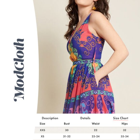 Modcloth Maxi Dress in Indigo Rainbow with Pockets - Picture 2 of 6